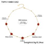 color: TXP511-Red Color Glass Stone Gold Necklace 40+5cm