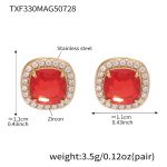color: TXF330-Gold Red Zircon Zircon Earrings