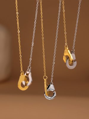 Fashion Brand Special Multicolor Handcuffs Necklace 18K Gold Plating Clavicle Chain Design Stainless Steel Accessories