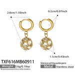 color: TXF616-White Zircon Ball Gold Earrings