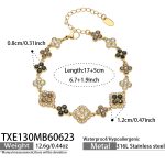 color: TXE130-Black Gray Zircon Gold Bracelet -17+5cm