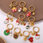New Christmas Versatile DIY Pendant Earrings Stainless Steel 18K Gold Plating Atmosphere Earrings for Women