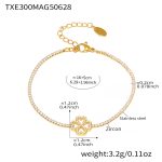 color: TXE300-5A Zircon Heart Four-petal Flower Full Pave Gold Bracelet 16+5cm