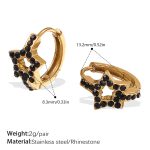 color: EH1089BKG Black Rhinestone Gold Small Hoop Earrings