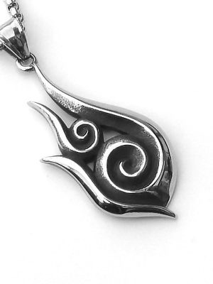Vintage Men's Stainless Steel Pendant Trendy Men's Domineering Flame Pendant Necklace