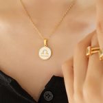 color: P1320-Gold Libra Necklace -40+5cm