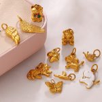 Retro Lucky Cat Multi-Shape Cartoon Animal DIY Pendant Stainless Steel 18K Gold Plating All-Match Accessories