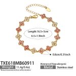 color: TXE618-Pink Zircon Gold Bracelet -16.5+5cm