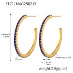 color: F1711-A Style -Gold Blue Zircon Earrings -26mm