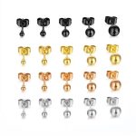 All-Match Stainless Steel Bead Stud Earrings Simple 316L Real Gold Electroplated Bean Mini
