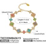 color: TXE599-Colorful Zircon Gold Bracelet 17+5cm