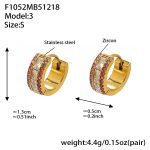 color: F1052-Pink Color Zircon Earrings -Small