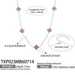 color: TXP025-Pink Color Zircon Steel Color Necklace -42+5cm