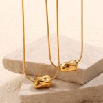 Non-Fading Stainless Steel Pendant Simple and Irregular Twisted Tube Plated 18K Gold Necklace