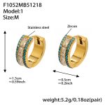 color: F1052-Blue Color Zircon Earrings -Medium