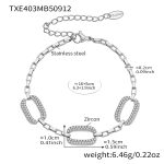 color: TXE403-Steel Color Rectangle Zircon Bracelet 16+5cm