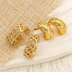 New Simple and Light Luxury Stainless Steel C- Shaped Inlaid Zirconium Stud Earrings All-Match High-End Earrings