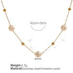 color: XL310 Light Pink Bead Gold Necklace