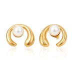 color: Gold Crescent Curved One Pearl -2