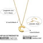 color: KP160-037--C Shape Pendant Gold Necklace -40+5cm