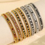 Creative Retro Personalized Color Diamond-Embedded Multi-Layer Wide-Surface Chain Bracelet for Women Simple Temperament Bracelet for Women