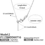 color: P1178-2--Steel Color Curb Chain Necklace -49cm