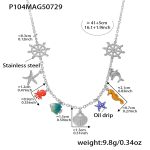 color: P104-Steel Color diy Ocean Series Necklace 41+5cm