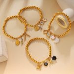 Vintage Star Moon Devil's Eye DIY Mix and Match Multi-Pendant Ball Bracelet Plated 18K Gold Can Be Twin Bracelet