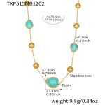 color: TXP515-Green Color Resin Gold Necklace 47.5+5cm