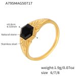 color: A795-Gold Faceted Natural Stone Ring / size: US 6