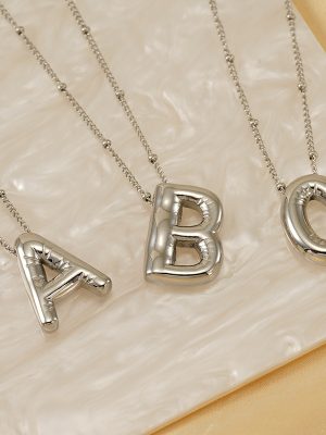 Stainless Steel Letter Necklace Female 3D Design Ornament Quality Commuter