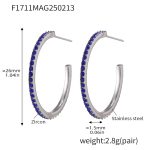 color: F1711-A Style -Steel Color Blue Zircon Earrings -26mm