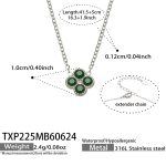 color: TXP225-Dark Green Color Zircon Steel Color Necklace -41.5+5cm
