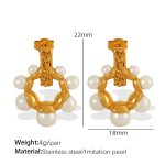 color: EH68 White Bead Gold Earrings