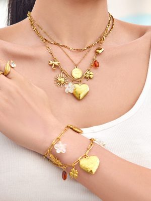 Love Enamel Color More than Accessories Necklace Women's Non-Fading Resin Stainless Steel 18K Gold Plating Clavicle Chain