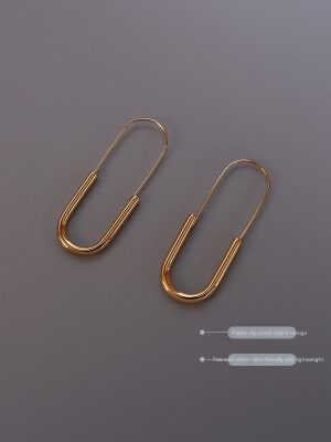 Long Pin Earrings Jewelry Ear Hook Stainless Steel Plated 18K Real Gold Non-Fading Women's Light Luxury Advanced