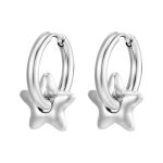 color: 2.5*12 Plain Ring Five-pointed Star Polished Steel Color Ear Cuff