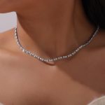 color: P1192-Zircon Steel Color Necklace -35+5cm