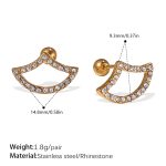 color: EH1023WEG White Rhinestone Gold Stud Earrings