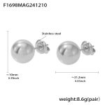 color: F1698-Steel Color Hollow Steel Bead Stud Earrings