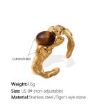 color: JZ126GNG8 Tiger Eye 8# Non-adjustable Gold Ring
