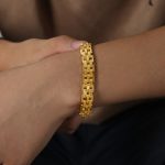 color: NE009-Gold X Texture Bracelet -20cm