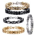 Stainless Steel Emperor Chain Bracelet Square Buckle Color Taigang Handmade Motorcycle Bracelet