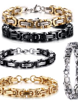 Stainless Steel Emperor Chain Bracelet Square Buckle Color Taigang Handmade Motorcycle Bracelet