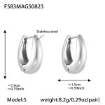 color: F583-Steel Color U Shape Earrings -S-8mm