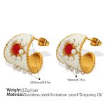 color: EH456WG White Enamel Earrings