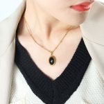 color: P897-Gold Pendant Necklace -40cm