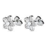 color: Embossed Flower Stud Earrings 8 Steel Color