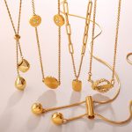 Golden Sweet Cool Hot Girl Necklace Stainless Steel Stacked Design Water Drop Tassel Sweater Chain for Women