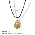 color: XL414WEP White Bead Gold Necklace